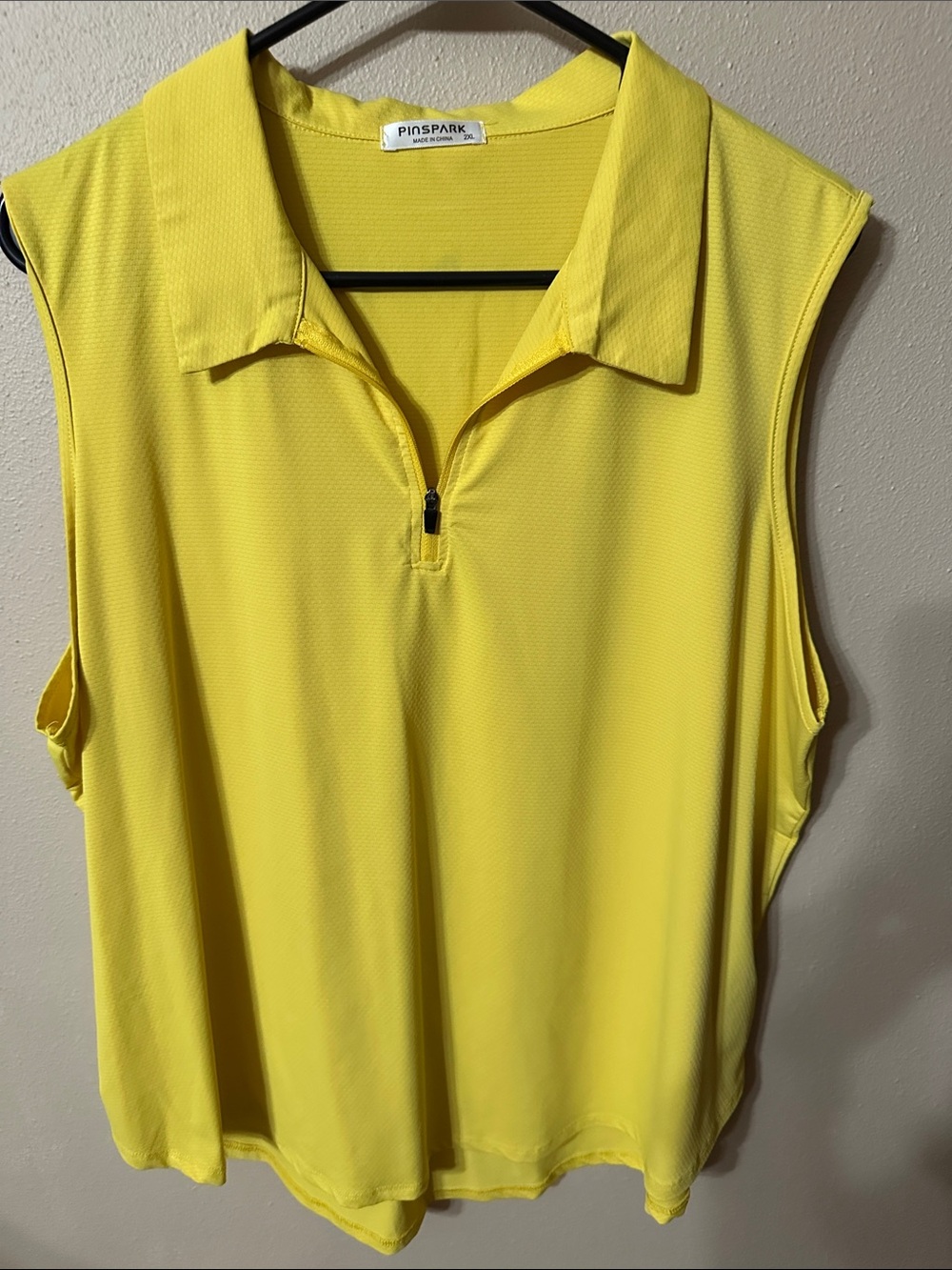 Pinspark Women's Yellow Sleeveless Zip-Front Polo Tank Top